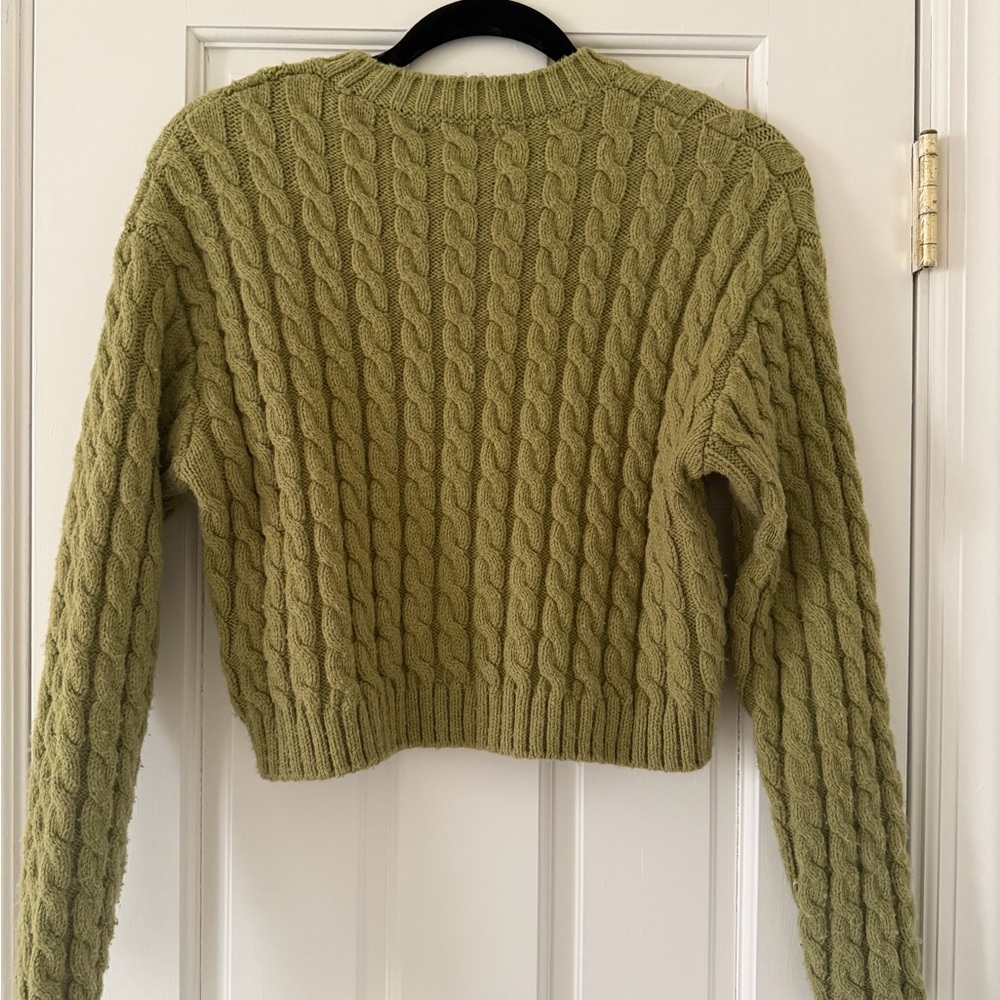 Zara Sage Green Cable Knit Sweater